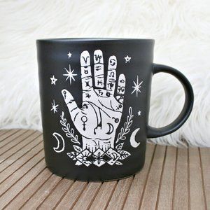 Celestial Hand Moon Stars Ceramic Coffee Tea Black Mug New